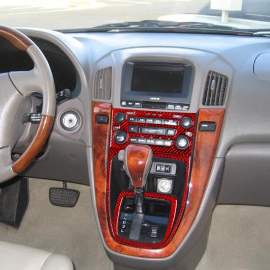 3Pcs Red Carbon Fiber Interior Central Console Cover Trim For Lexus RX300 98-03