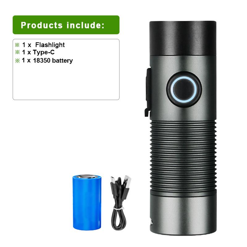 

Ультра мини-фонарик EDC высокой мощности, перезаряжаемый светодиодный фонарик, водонепроницаемый аккумулятор 18350, мощный фонарь 3000LM with 18350 battery