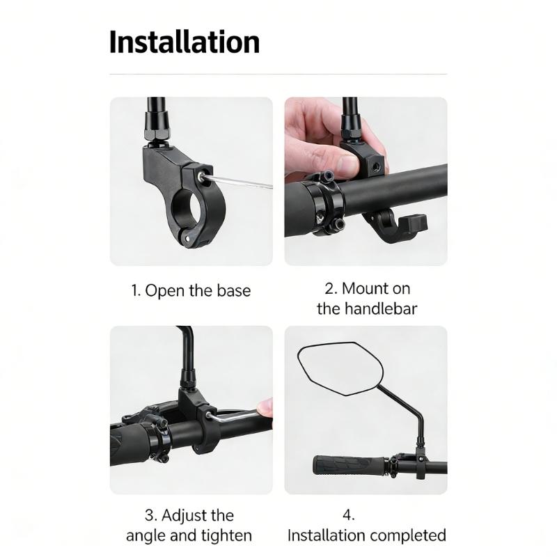 Bicycles 360 Degree Rotatable Handlebars Rearview Reflector Safety Mirror Adjustable Handlebar Bikes Rear View Mirror