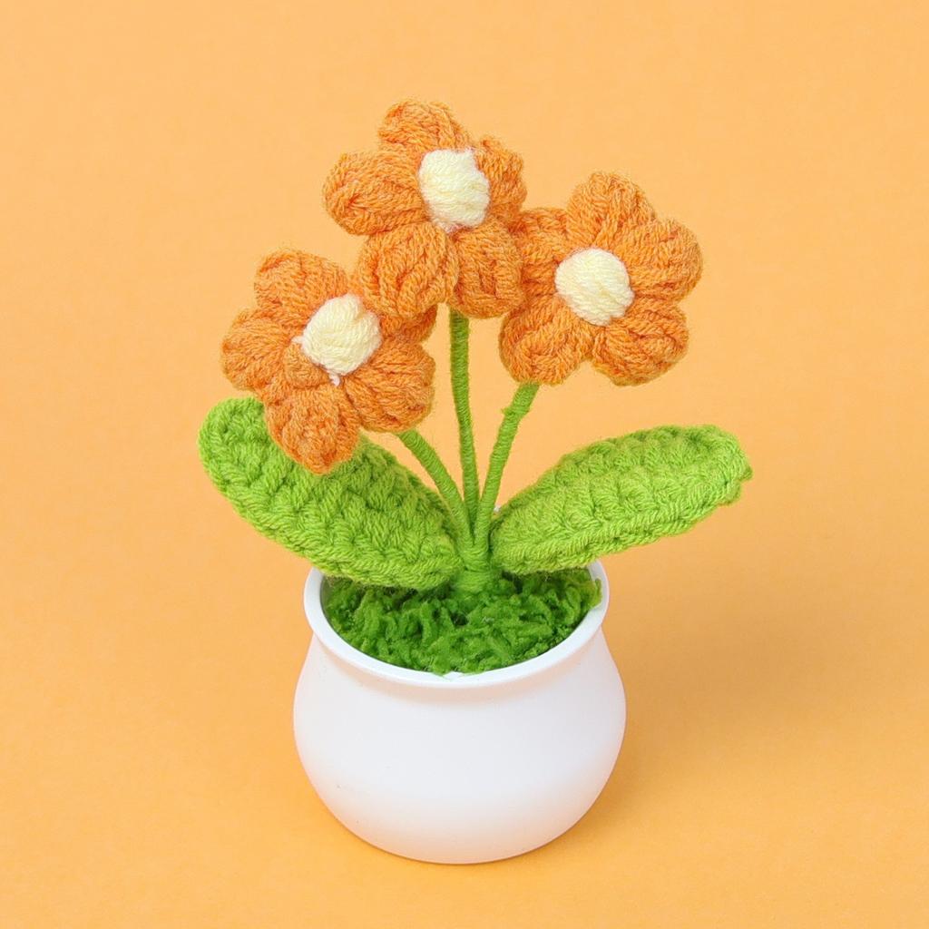 Hand-Knitted Wool Fake Flowers Set: Sunflower, Carnation, Tulip - Desktop Decor, Teacher/Student Gift, Everlasting Bouquet