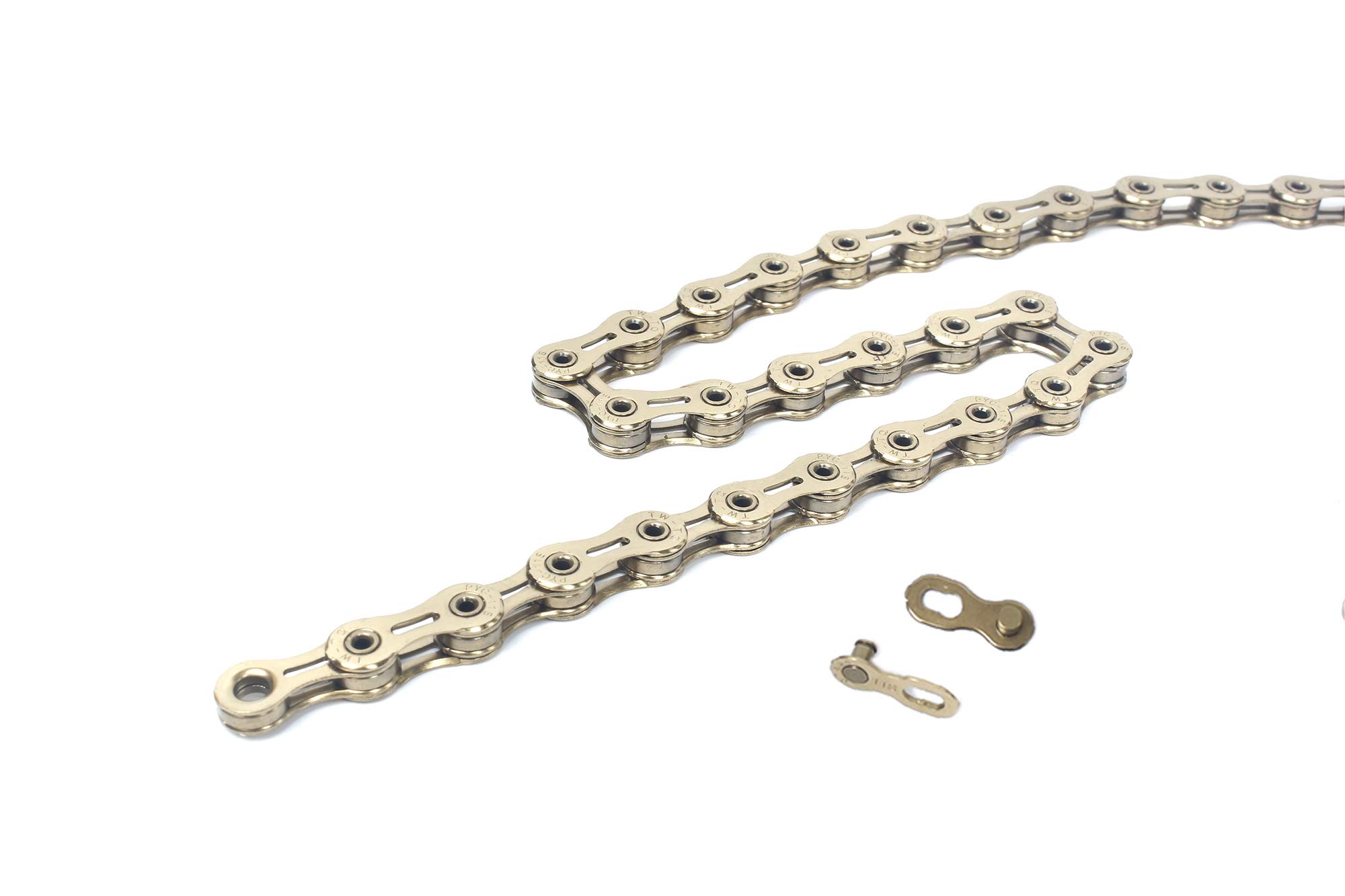 

SwishTi X11 DLC/X11SL 11-Speed Bicycle Chain, 116 Links, Hollow Pins with Missing Links, Gold (Imported)