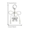 Pearl Bow Heart Keychain 3D Bag Charm Ornament In Gold/Silver