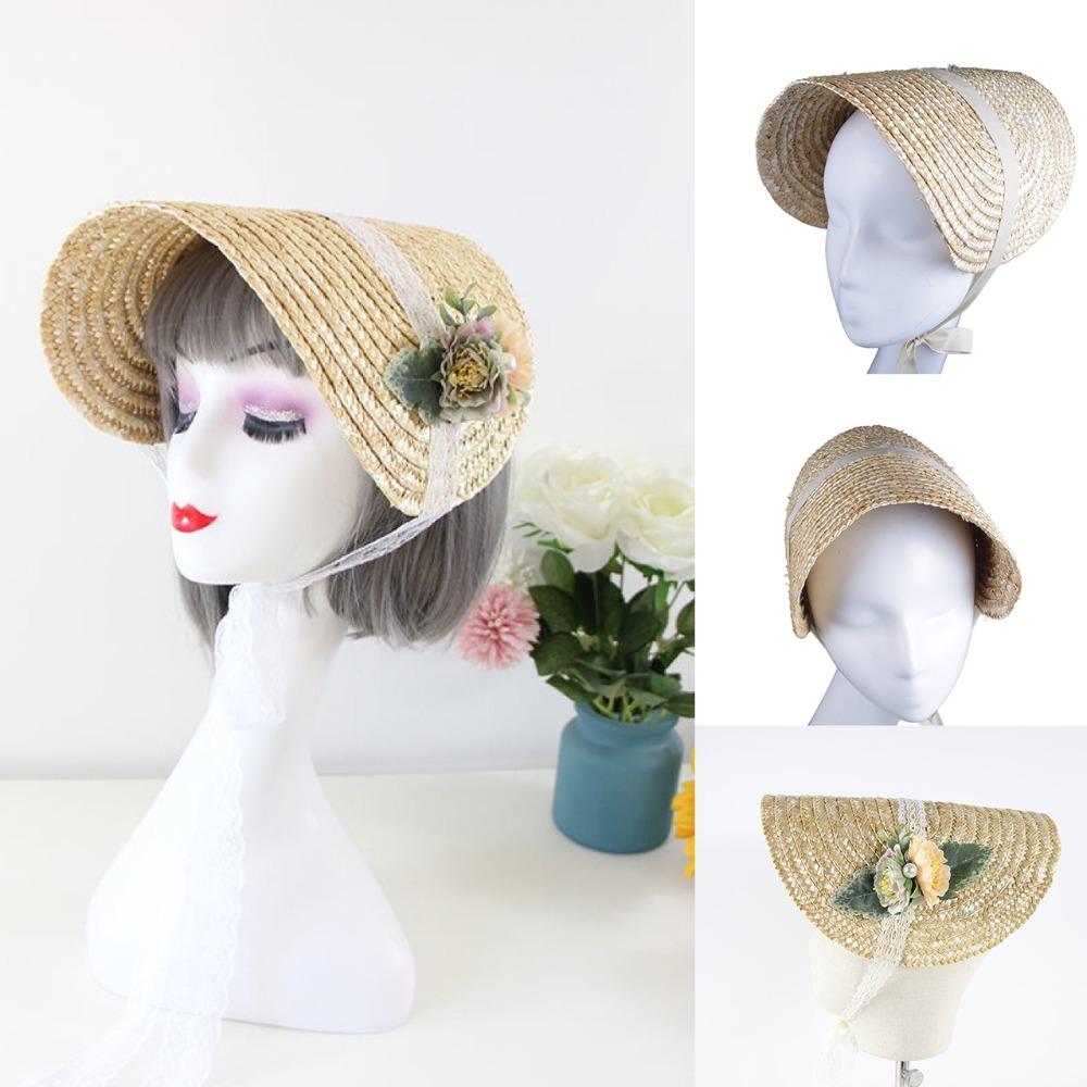 Sweet Lace-up Beach Hat French Style Flat Top Hat Outdoor Camping Beach Party Photo Props