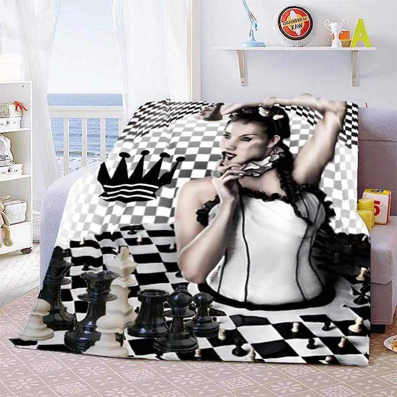 Chess Printed Soft Flannel Throw Blanket International Chess Beds Hiking Picnic Sofa Couch Cover Fashion Bedspread Blanket Gifts