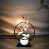 Elegant Chinese-Style Artificial fower Plum Blossom Bonsai Set with Screen Base - Perfect for Home and Office Decor,
