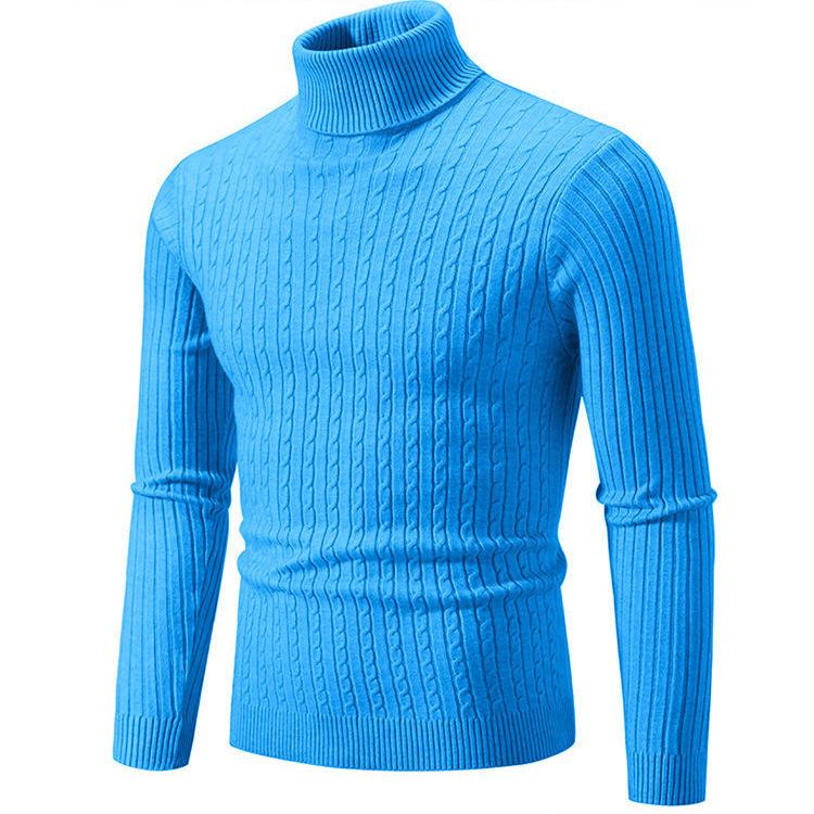 Men'S Knitwear Men'S Autumn And Winter New European And American High Neck Fried Dough Twists Sweater Underlay Sweater Warm