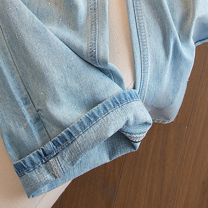 Sibaisha Women's Retro Ripped Wide-Leg Jeans