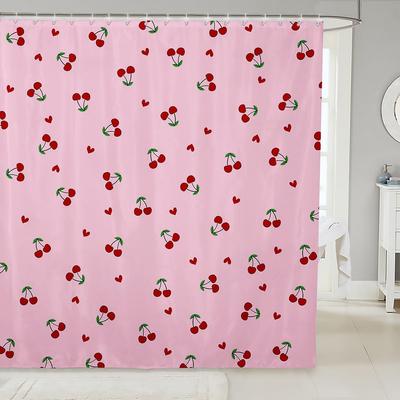Kids Cherry Bathroom Shower Curtain Set Cherry Pattern Shower Curtain Boys Girls Cute Fruit Bath Curtain for Cartoon Fruit