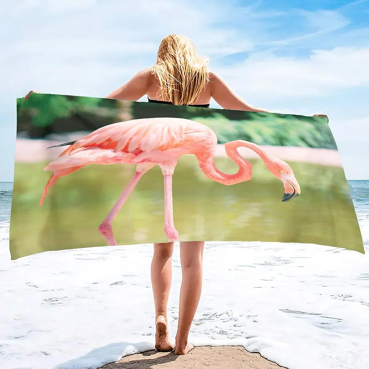

Oversized Beach Towels Women Sand Free Flamingo Beach Towels Quick Dry Large Bath Towels Microfiber Lightweight Travel Towel W30*H60(CM)