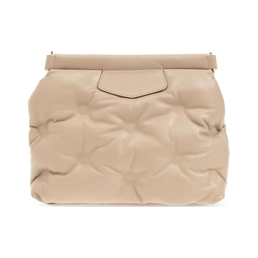 Maison Margiela Glam Slam Logo Tag Quilted Effect Grain Nappa Leather Handheld Shoulder Crossbody Bag Small Women bags Light-Brown SB1WG0028P4300T2070