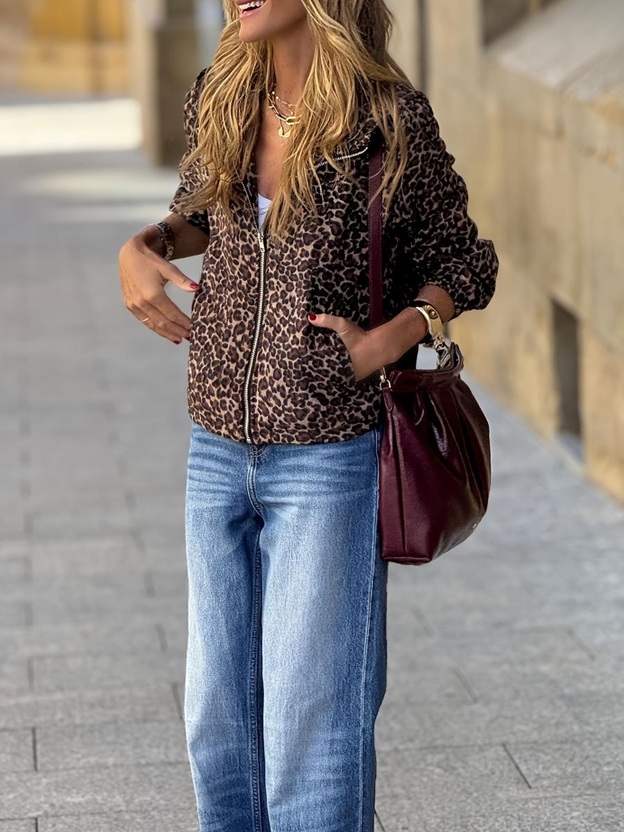 

Vintage Leopard Print Hoodie Sweatshirt Streetwear Hip Hop Casual Elegant Top S
