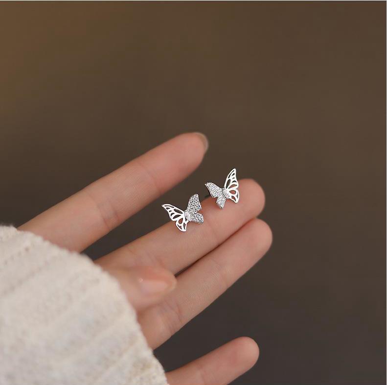 S925 Sterling Silver Butterfly Stud Earrings: Elegant, High-Class Design for Women, 2023 Summer Collection