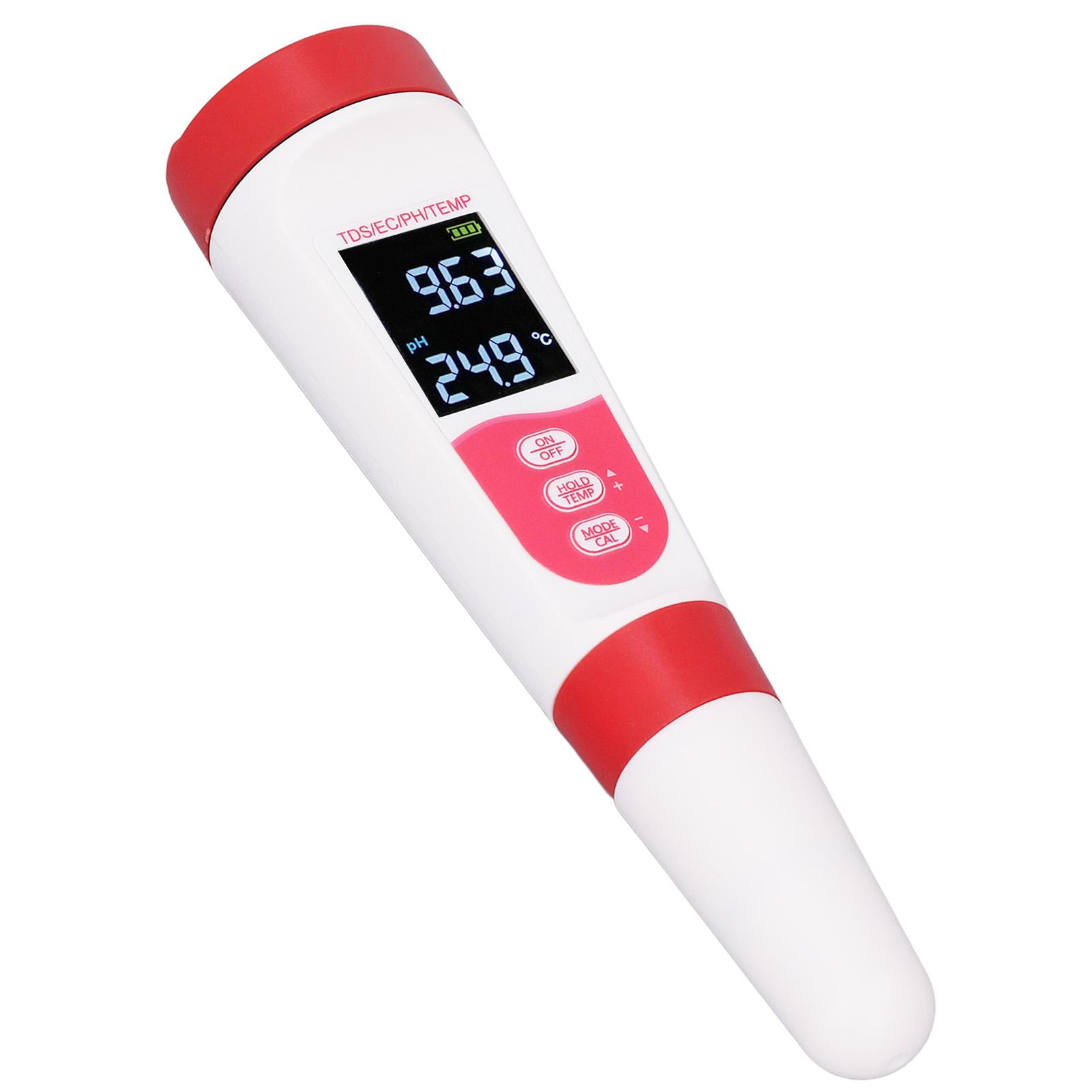 

Digital Water Tester 4 in 1 TDS EC PH Temperature Test Pen Backlit Display High Sensitivity Water Quality Detector