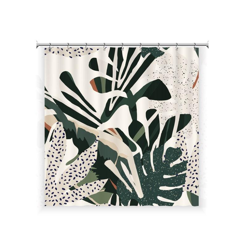 

Abstract Plants Shower Curtain With 12 Hooks, 100% Waterproof, Modern Bathroom Decor, Housewarming Gift W60H190(CM)-1 Pcs