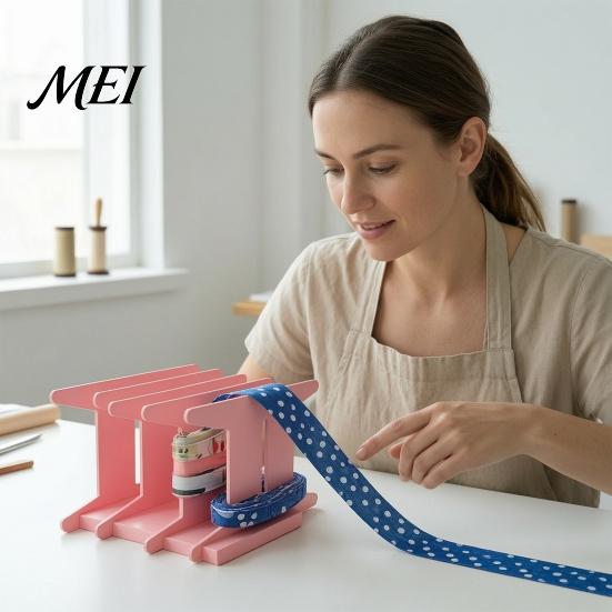 Thread Spool Swivel Base Quilt Binding Kit, Stable Fabric Strip Organizer with Storage Quilting Edge Trim Tool & Reel for Sewing And Art Projects