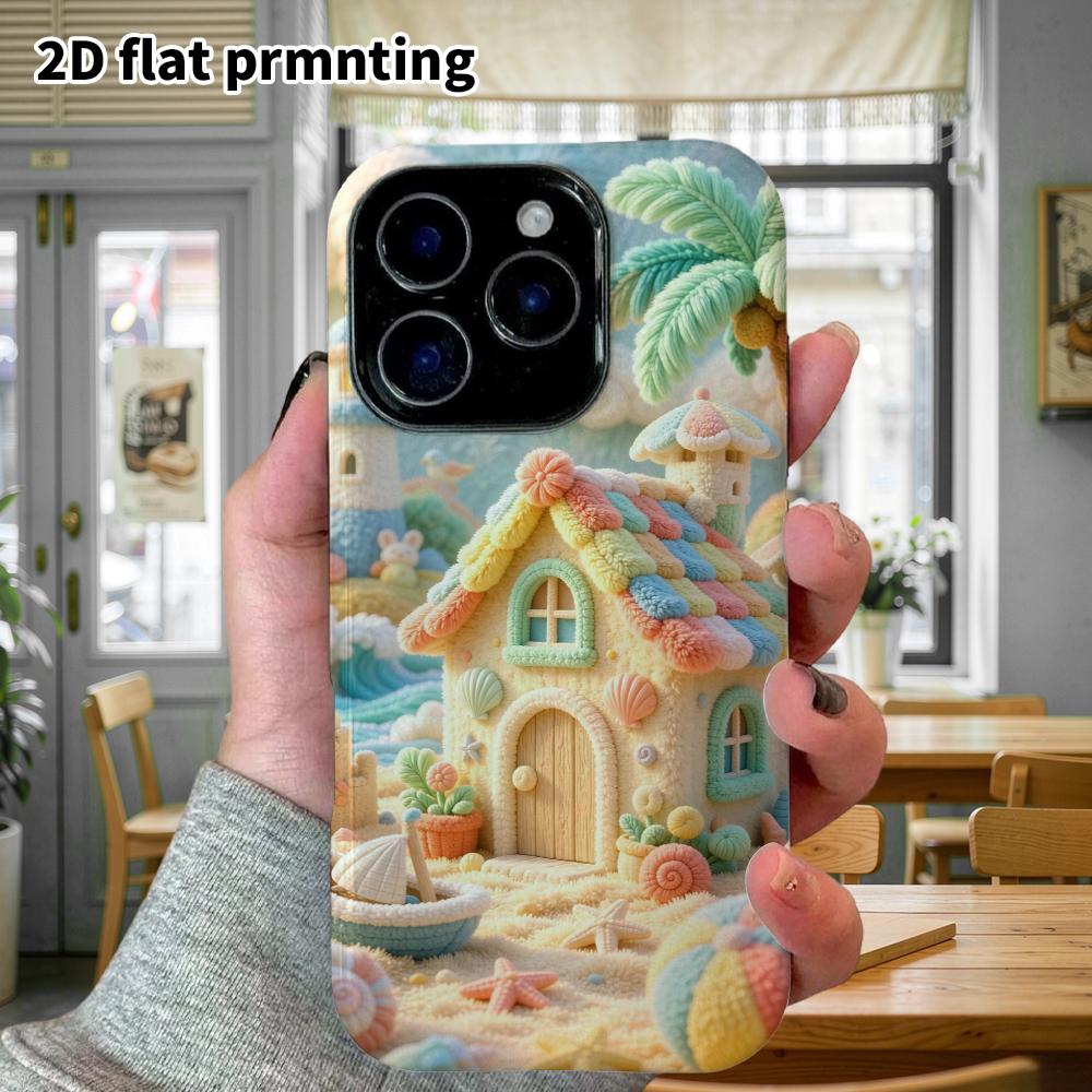 Phone Case: 2D flat, suitable for iPhone 18, 17, 16, 15, 14, 13, 12Pro protective case, seaside cottage, perfect Christmas and Halloween holiday gift
