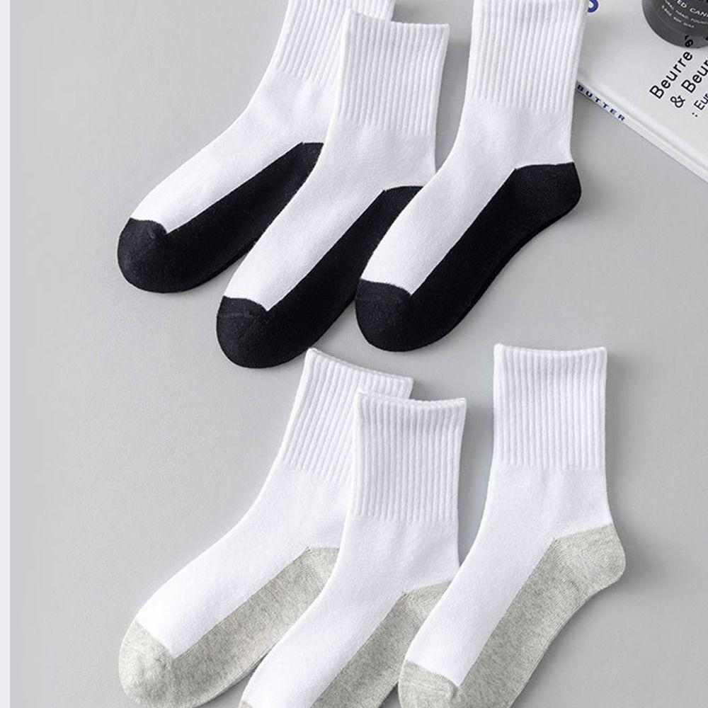 1 pair Casual Grey Black Sole Children White Socks Solid Color Absorbing Sweat Sport Socks Baby Hosiery Cloth Accessories Men