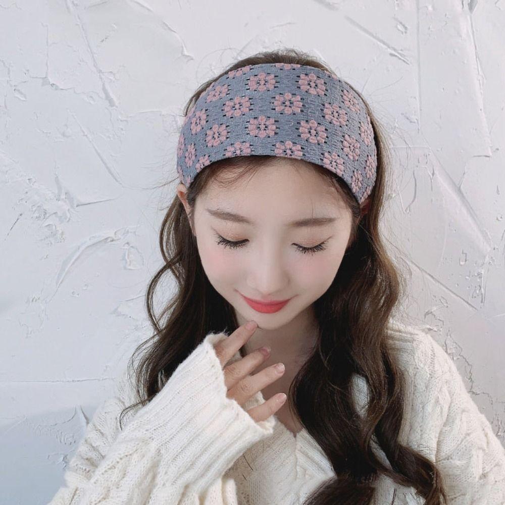 Floral Wide Hairband Mesh Women Hair Hoop Elegant Lace Headband Bathing