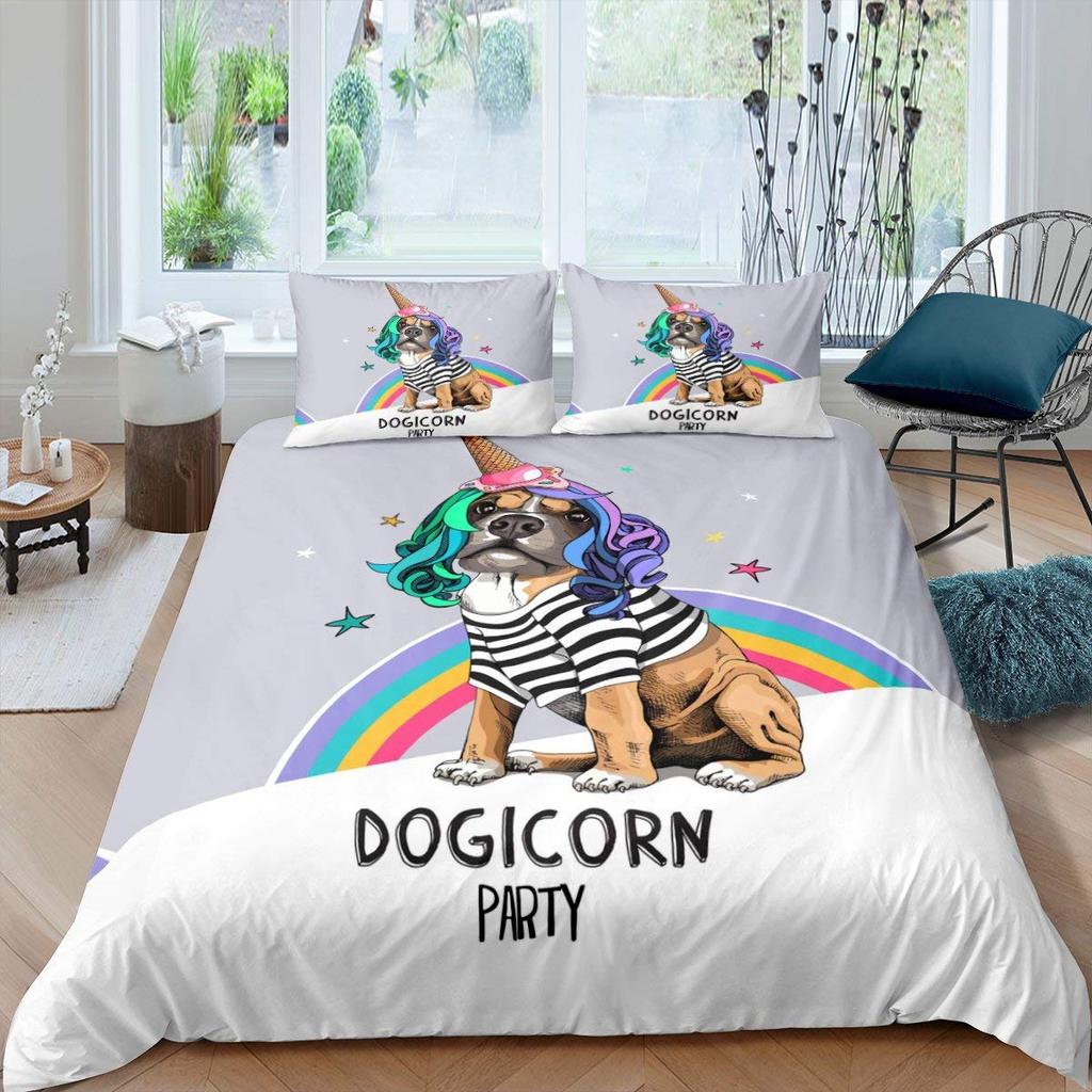 Sausage Dog King Queen Duvet Cover Floral Dachshund Bedding Set Cartoon Puppy Animal Comforter Cover Pet Polyester Quilt Cover