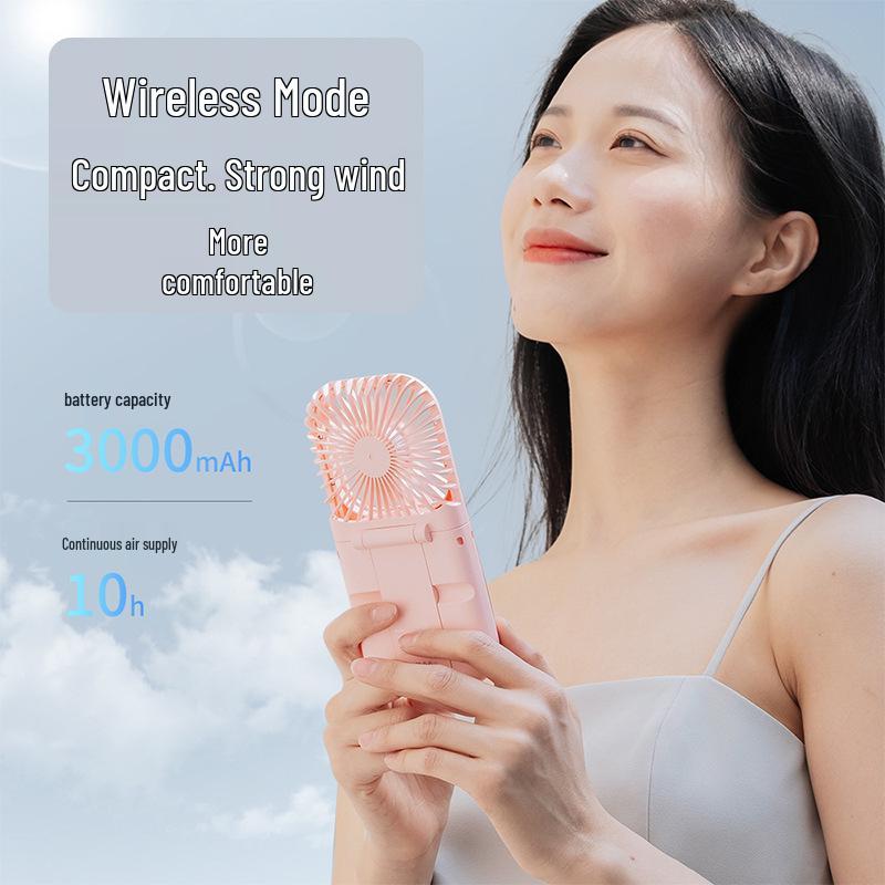 Portable Foldable Neck-Hanging Handheld Desktop Multi-Function Power Bank Fan - Compact and Customizable Gift Item