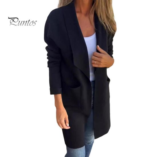 

Женская куртка с отложным воротником и карманами, однотонная, открытая строчка, свободная, термобелье с длинными рукавами, для поездок на работу, свиданий, весна, осень, зима, пальто XXXL чёрный