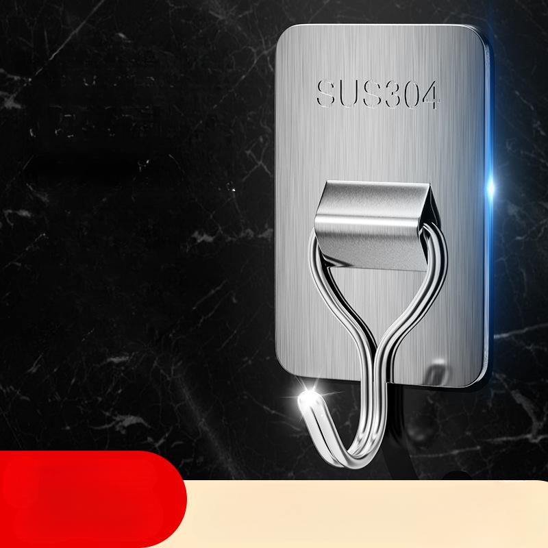 1Pc Super Viscose Non-punching Non-marking Adhesive Hook Hook Hook, Bathroom Kitchen Door Wall Hanging Clothes Paste Stainless Steel Hook
