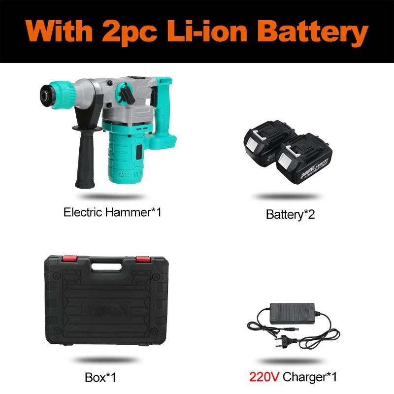 

2000 Вт бесщеточный электрический перфоратор 388VF аккумуляторная ударная дрель-перфоратор для аккумулятора 18 В 2*Batteries