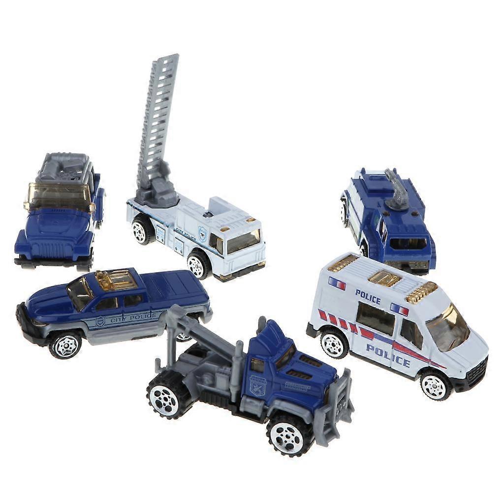 6 Stück Kinder Spielzeug Modell Legierung Druckguss Auto 1:64 Fahrzeugmodelle Set Sammlung Geschenk - Polizeiautos