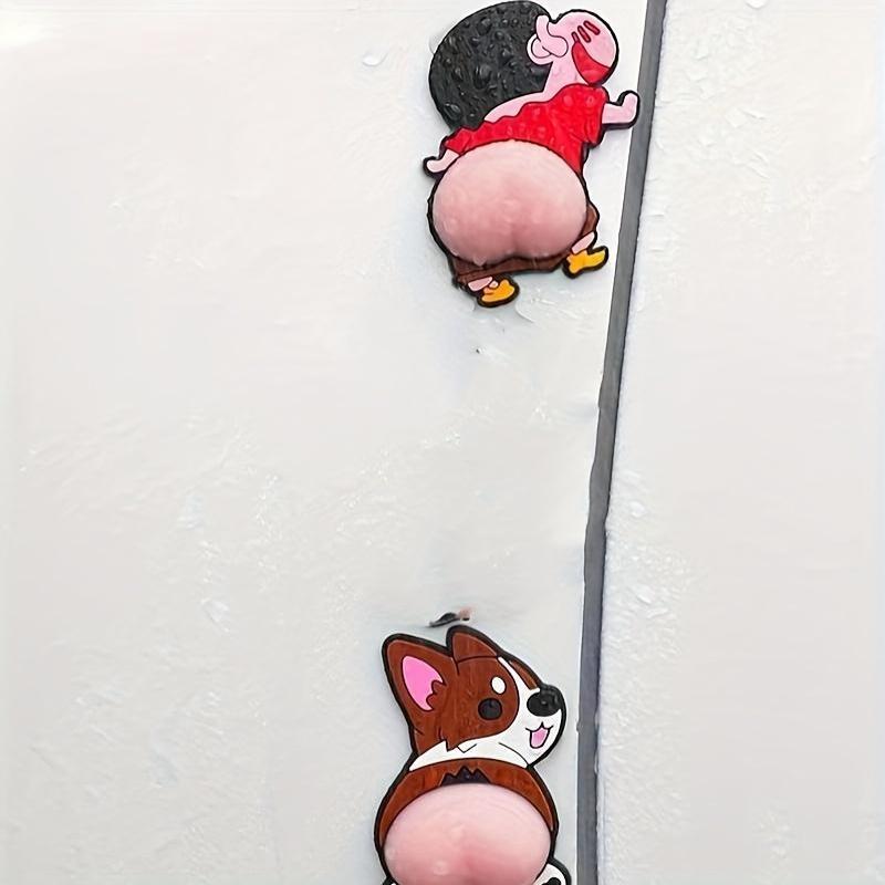 1 Pair Cute Cartoon Fart-Themed Car Door Bumper Guards & Rearview Mirror Scratch Protector - Durable Pvc,
