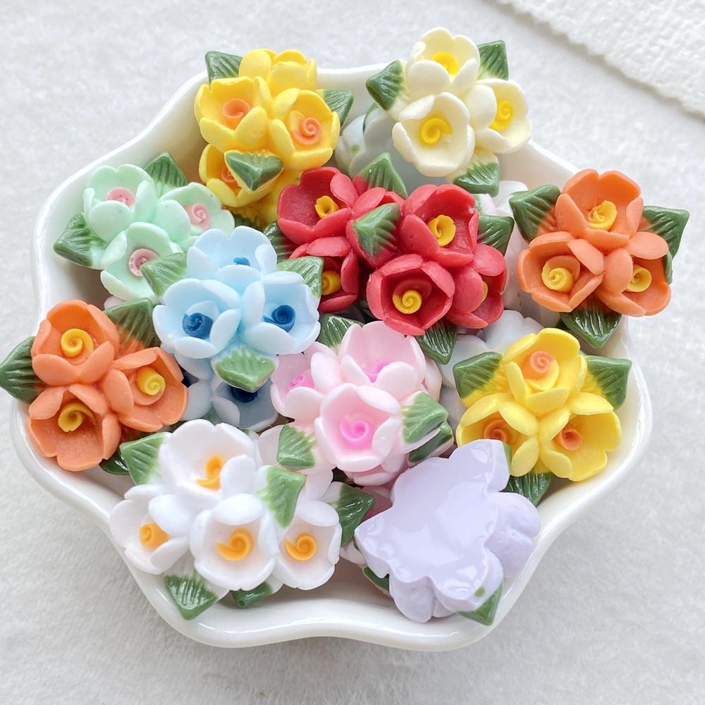 10PCS Vibrant Resin Three Roses For Scrapbooking, Wedding Decor & DIY Jewelry Making Accessories