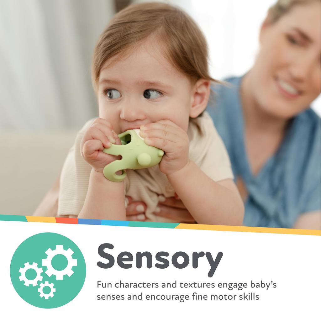 Nuby Silicone Teething a baby teether that fits snugly around the encourages focused independent Mitten, wrist, play, BPA-free silicone, Blue,