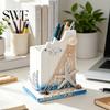 Pen Holder for Home Office Nautical Wooden Handcrafted Mediterranean Theme Makeup Brush Versatile Organizer Ocean Beach Pencil Container Stable Base