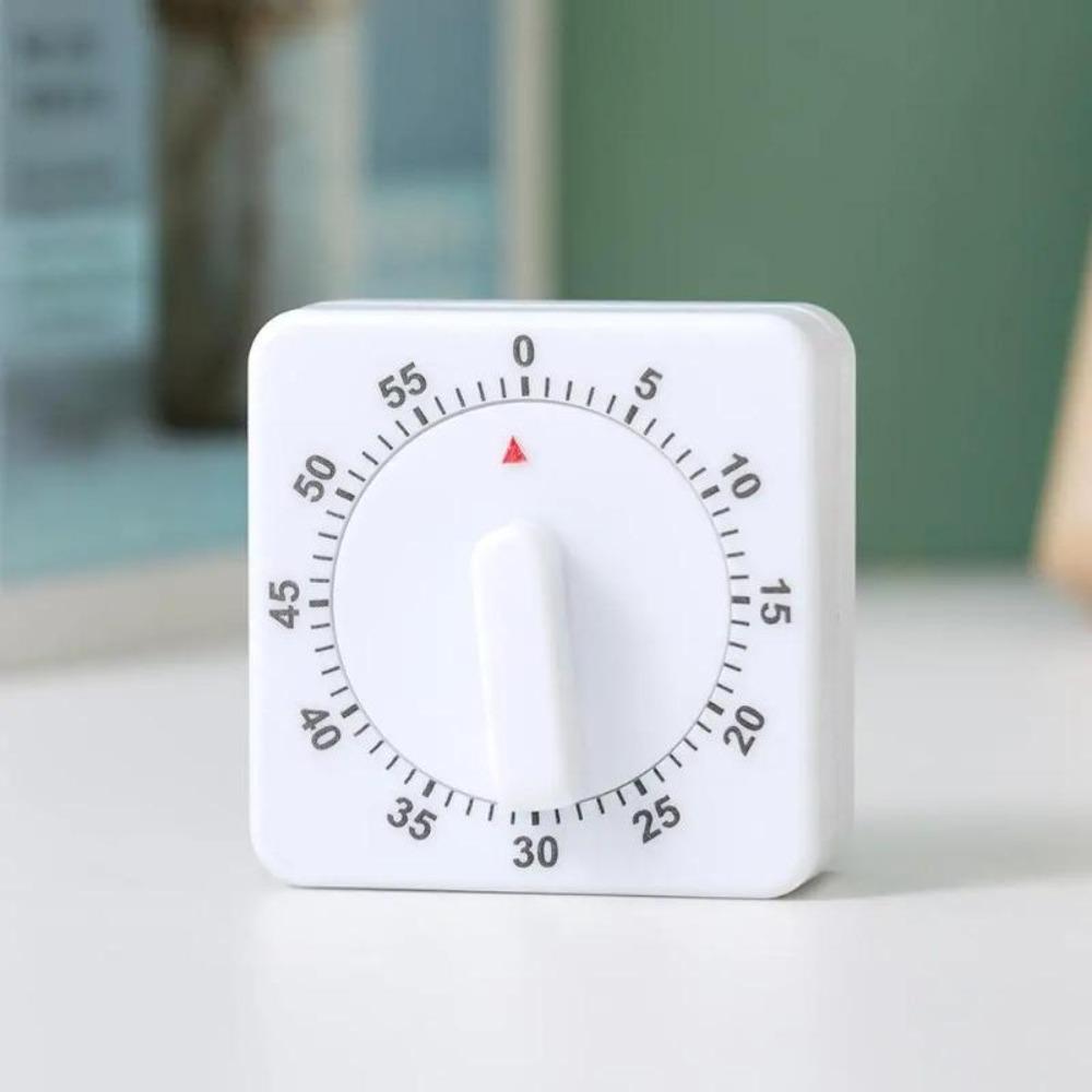 Multifunctional Mechanical Reminder Timer Kitchen 60 Minutes Countdown With Alarm Reminder Magnet Timer Cooking Teaching Homework Office (White/Black)