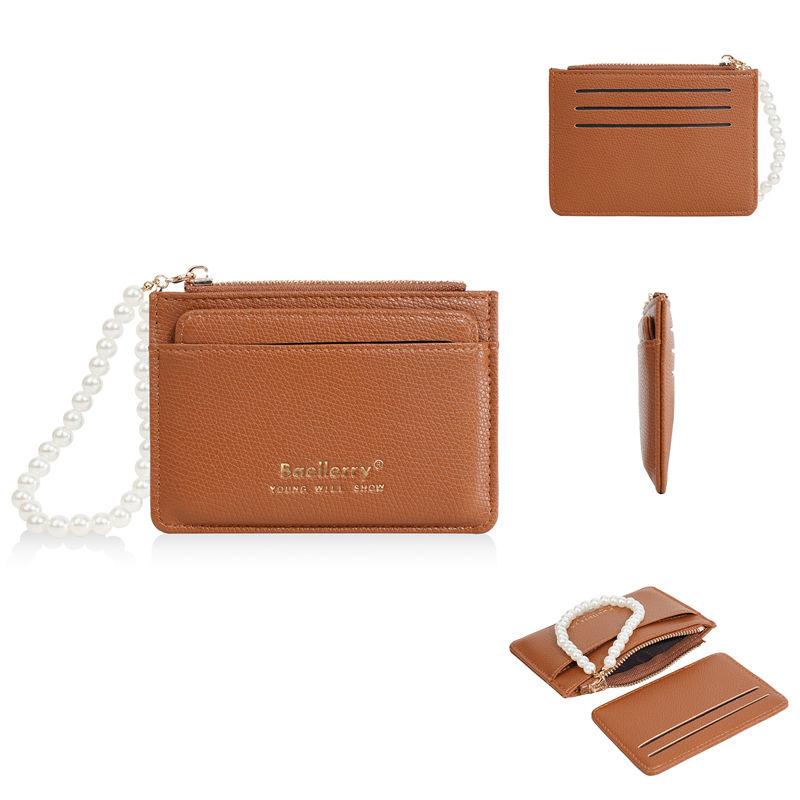 Baellerry Mini Purse Women Men Fashion Thin Wallets Pearls Zipper Coin Purse Card Holder Money Bags GZW