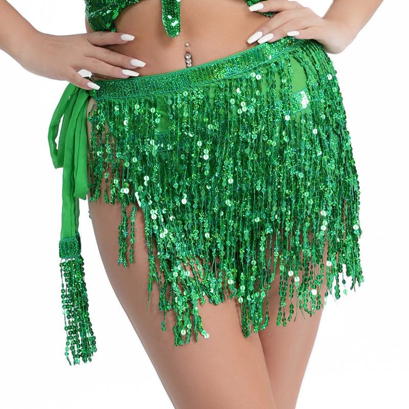 Halloween Belly Dance Costume: Sexy Sequin Tassel Hip Scarf & Waist Chain