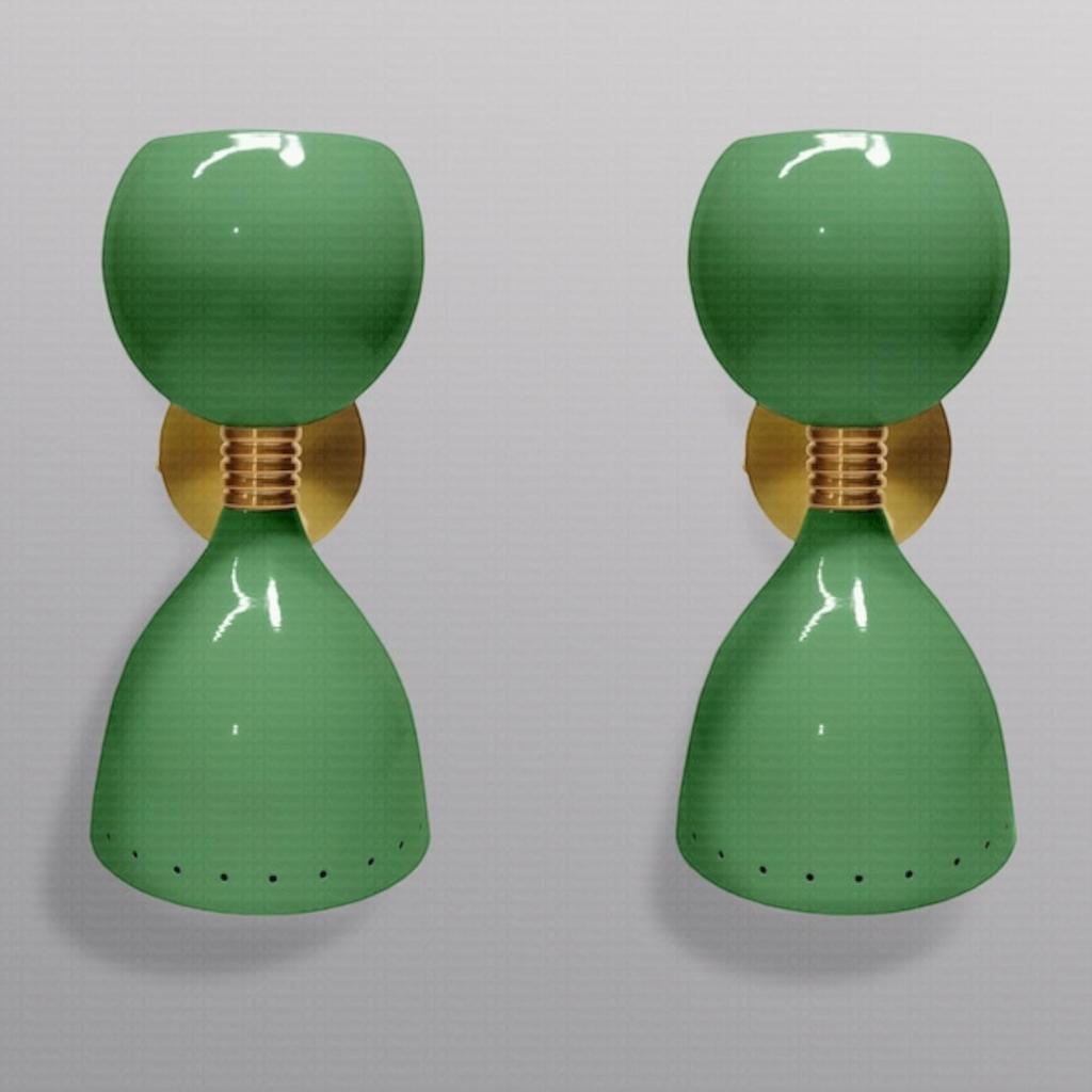 1950s Mid Century Wall Sconce - 2 Bulb Wall Light - Brass Bell-Cone Shape Wall Fixture(Multicolor, Set of 2)