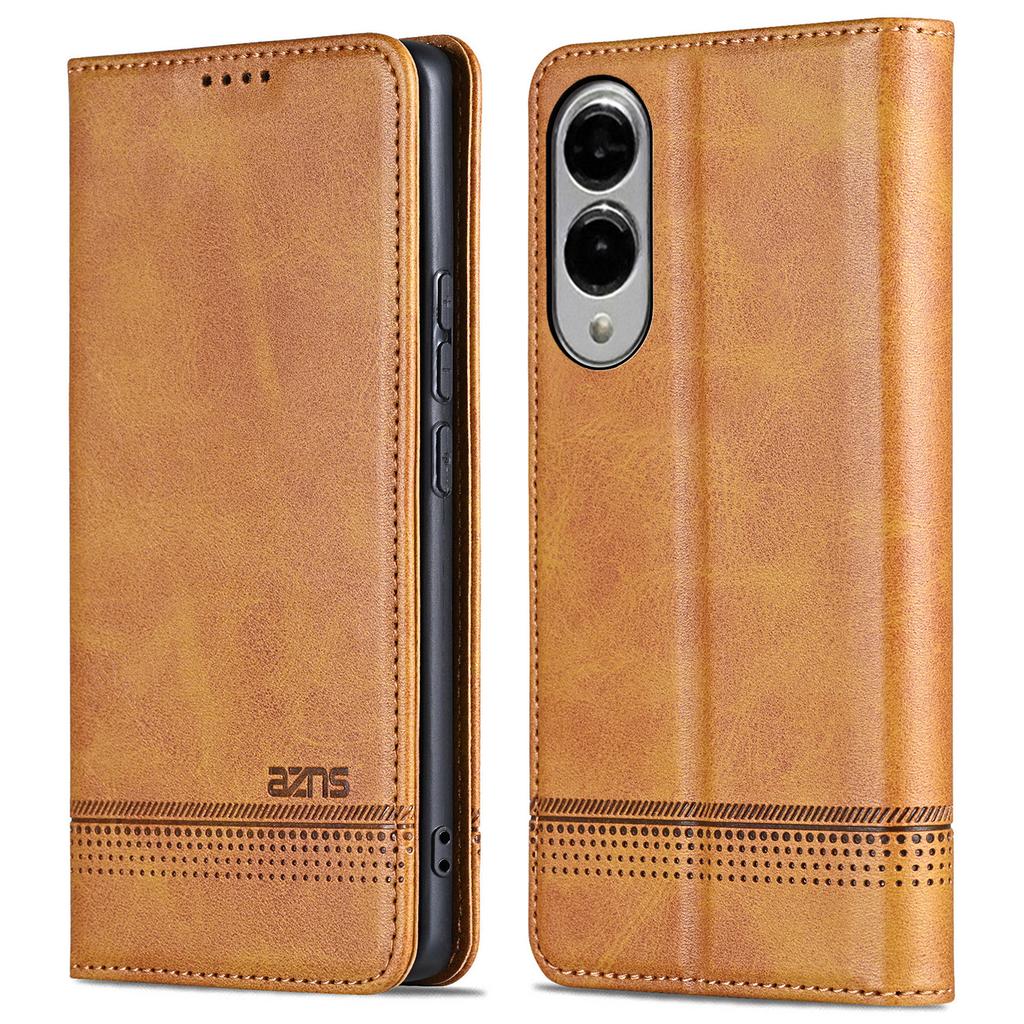 AZNS For Samsung Galaxy S25 Edge Case Cowhide Texture PU Leather Wallet Phone Cover