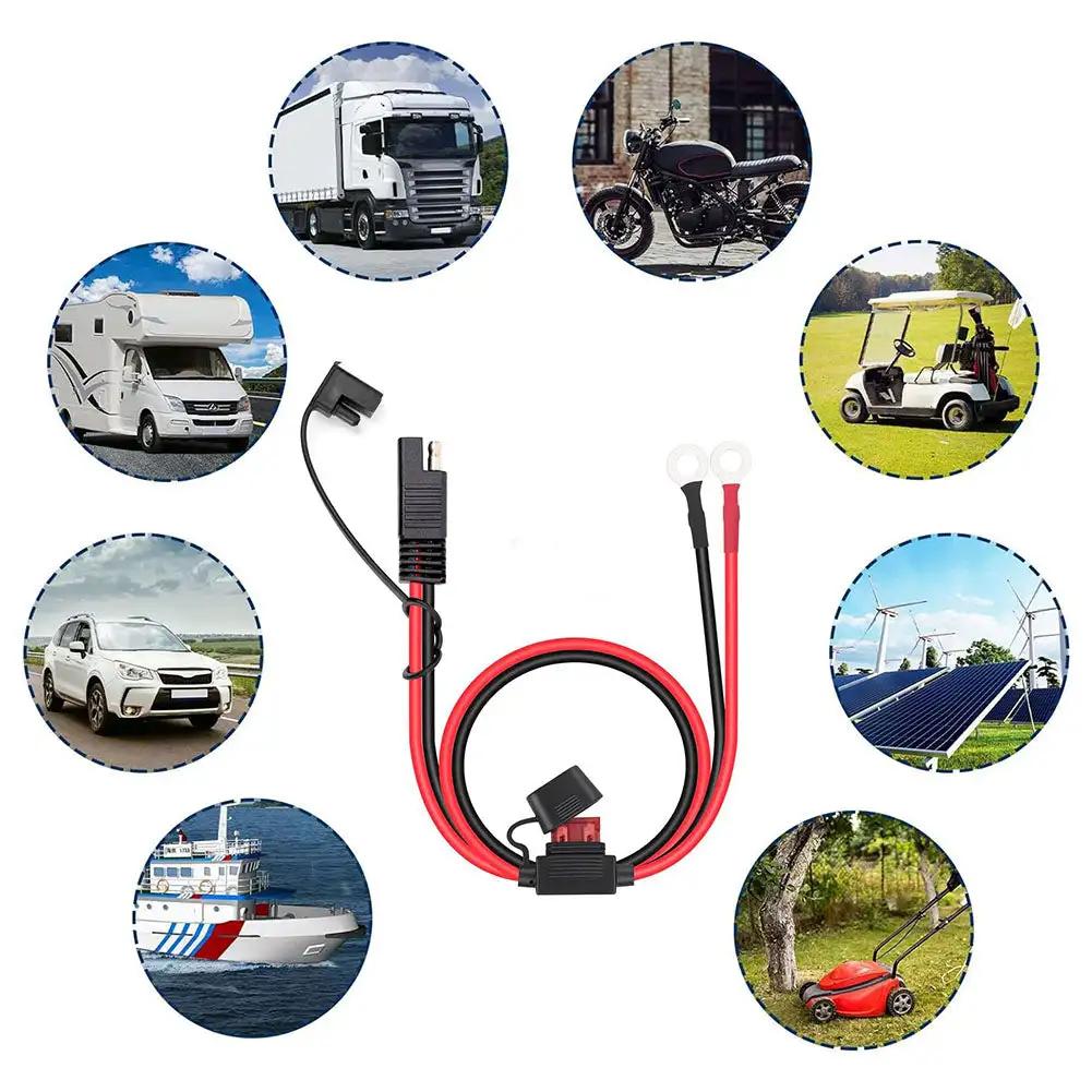 1 Piece Quick Release SAE Cable with Fuse Terminal O Connector Battery Charger Extension Adapter Wire 16AWG Terminal