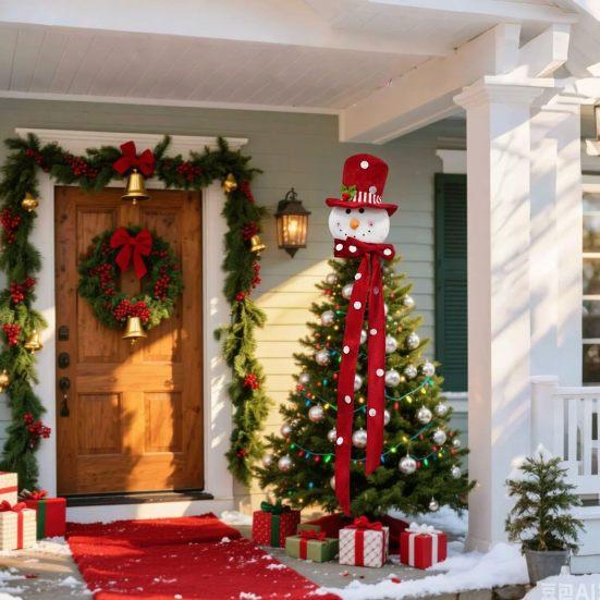 Yousheng Snowman Tree Topper Plush Fabric Christmas Decoration with Festive Hat Soft Seasonal Accent for Holiday Home And Party Decor