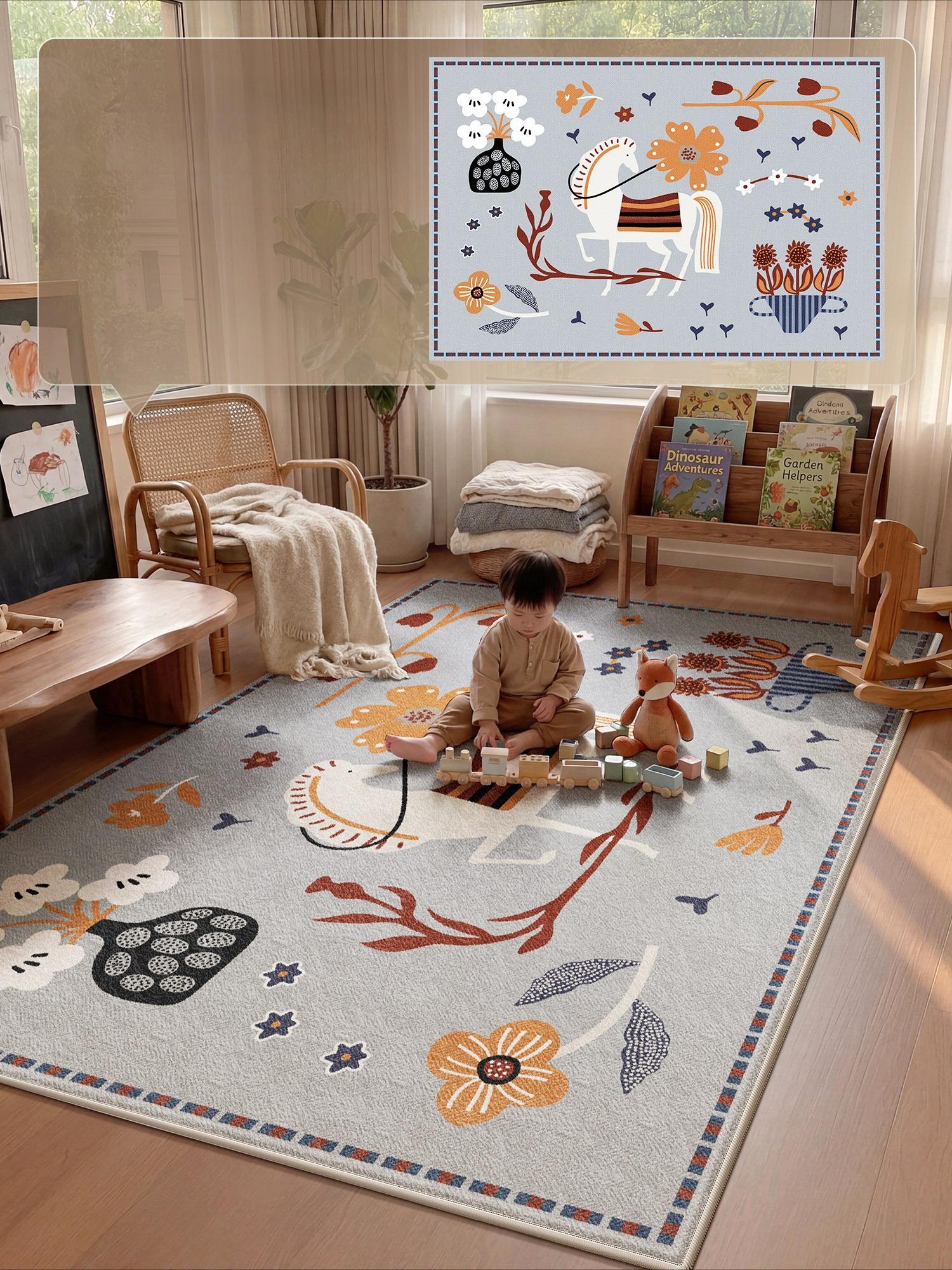 Cartoon Stijl Vloerkleden voor Slaapkamer Pluizig Zacht Nachtkastje Vloermat Grote Oppervlakte Woonkamer Decoratie Tapijt Dik Pluche Kinderkleed 80x120cm gray