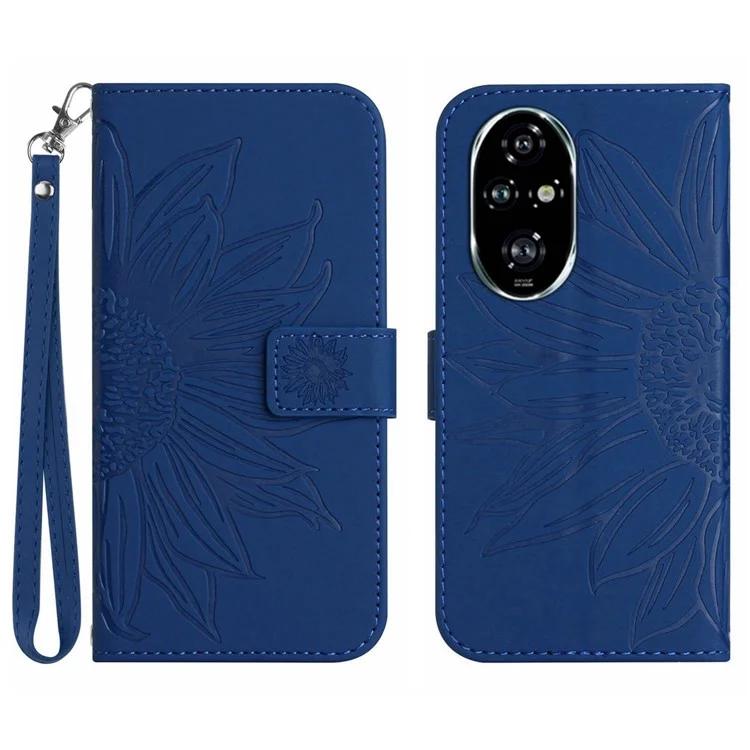 

HT04 For Honor 200 Pro 5G Case Sunflower Leather Phone Cover with Hand Strap