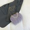 Furry Crossbody Bag with Pearl Handle Fashion Chain Plush Shoulder Bags for Women Soft Faux Fur Evening Party Purse