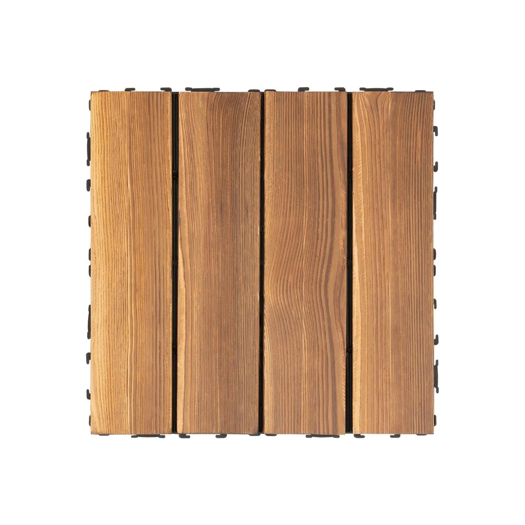 36-Piece Hardwood Interlocking Patio Deck Tiles, Wooden Interlocking Floor Tiles, 12" × 12" Interlocking Patio Deck Tiles