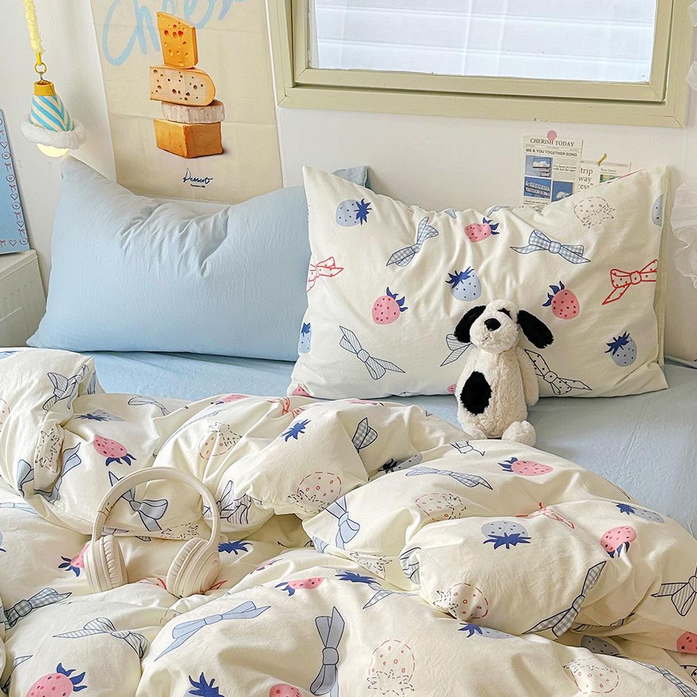 Cartoon Washed Cotton Pillowcases - Adult Spring Pair 48x74cm