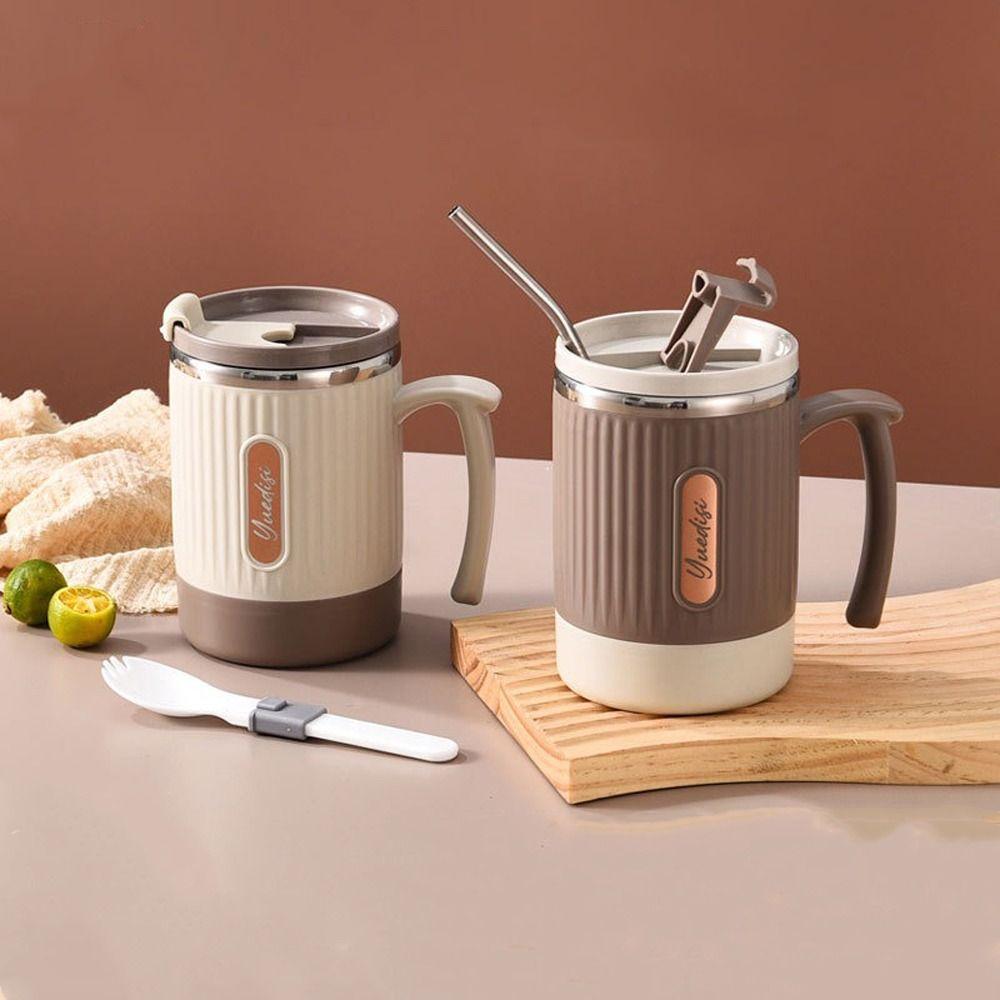 Seal Lid Spoon Coffee Mug Large Capacity Tea Drinking Cup Thermal Insulation Cup  Students Use