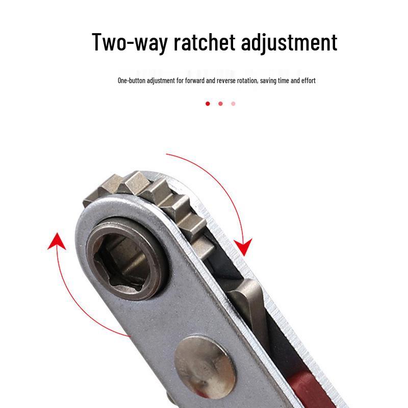 Bidirectional Flat Head Mini Angle Ratchet Wrench and Hex Screwdriver
