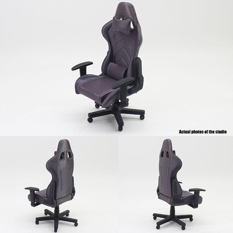 Detailed 1/12 Miniatur Gaming Furniture Set Desk Chair Computer Accessory for Doll House Scene Display and Toy Collection