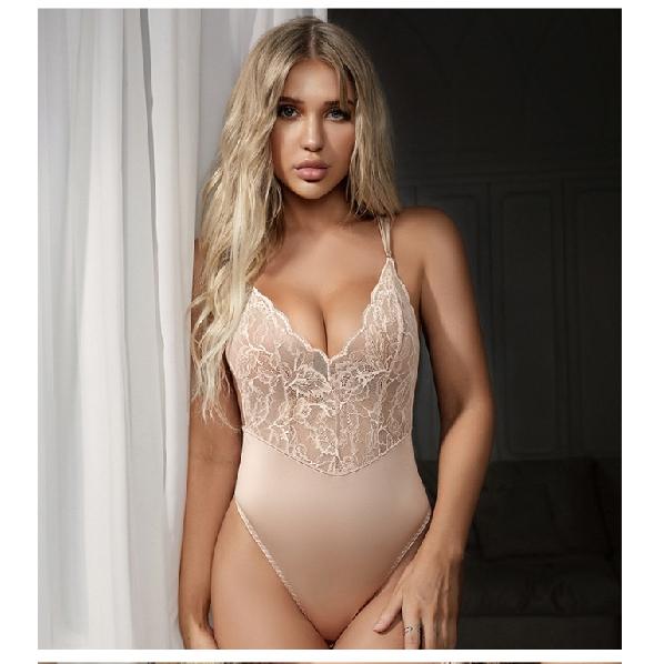 

Сексуальный прозрачный комплект нижнего белья с кружевной строчкой SexyTPants DeepVPush up с обнаженной спиной