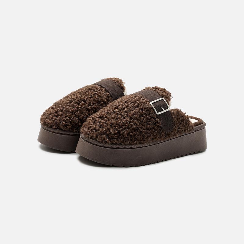 New Fashionable and Versatile Cotton Shoes and Slippers, Indoor Warm and Fleece Height-increasing Shoes