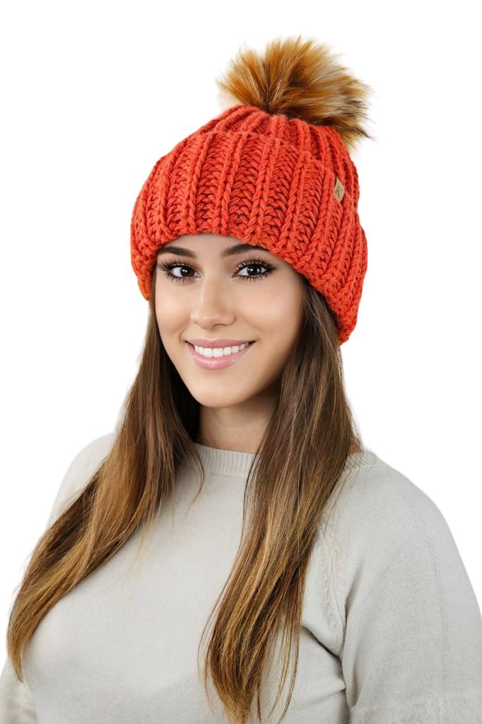 Nerea Winter Hat Chunky Knit Orange
